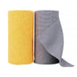 Yellow and grey reusable microfiber cleaning cloths from BACKUPMYFILESNOW.COM®, tear-away roll for kitchen counters and heavy-duty degreasing.