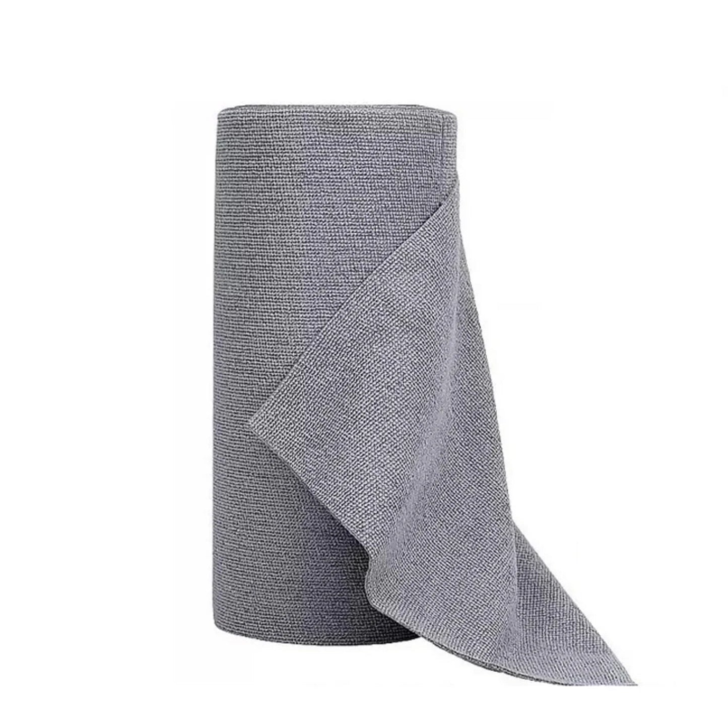 Yellow and grey reusable microfiber cleaning cloths on a roll, ideal for kitchen counters, heavy-duty degreasing, and dishwashing.