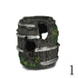Artificial antique resin barrels for aquarium decoration, glass fish tank landscaping accessory with realistic craft details.