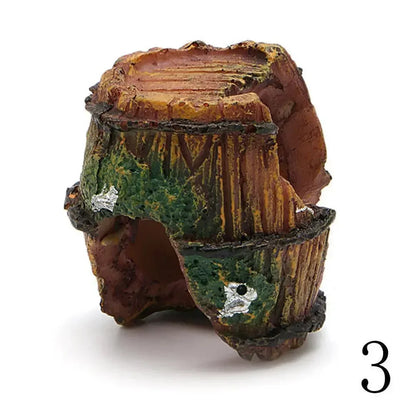 Yellow resin aquarium decoration featuring antique barrels for fish tank landscaping, made for artificial aquarium decoration.