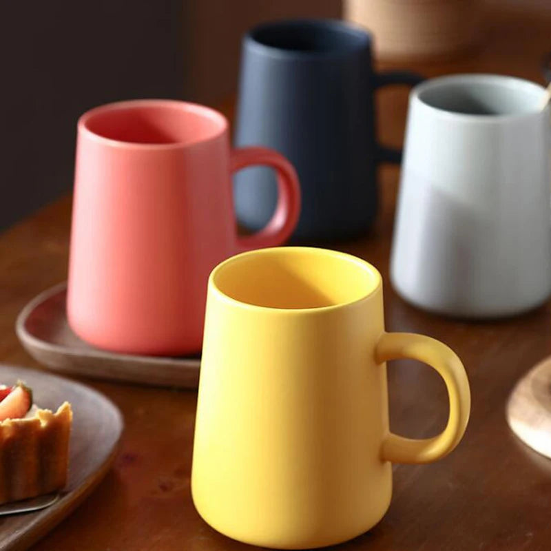 Large yellow ceramic coffee mug with personalized design, ideal for tea or coffee, perfect as a gift for women.