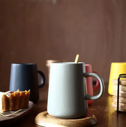 Large yellow ceramic coffee mug with personalized design, ideal for tea, coffee, or milk, perfect as a gift for women.