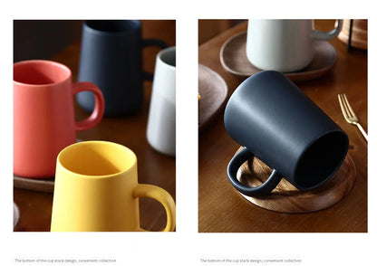 Large yellow ceramic coffee mug with personalized design, ideal for tea, coffee, or milk, perfect for women.