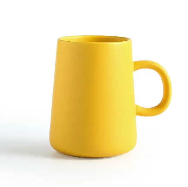 Large yellow ceramic coffee mug with personalized design, ideal for tea or coffee, perfect gift for women.