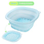 Yellow collapsible silicone face ice bath tray for cold therapy, facial puffiness relief, portable cryo skin tool, travel beauty bowl