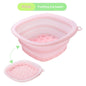 Yellow collapsible silicone face ice bath tray for cold therapy, portable cryo skin tool for facial puffiness and travel skincare.