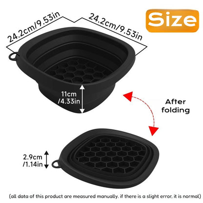 Yellow collapsible silicone face ice bath tray for cold therapy, portable cryo skin tool for facial puffiness and beauty treatments.
