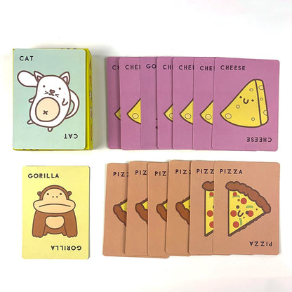 Cute multiplayer card game for ages 14+ featuring colorful cards, suitable for 3-8 players and 10-minute party entertainment.
