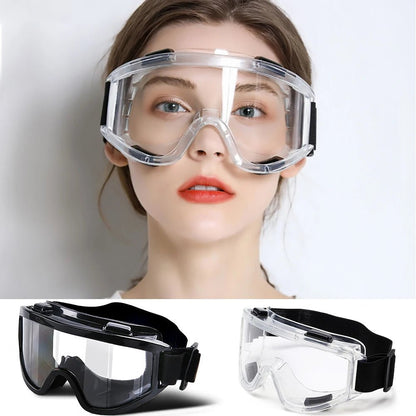 Clear lens safety goggles by BACKUPMYFILESNOW.COM® with anti-splash dust-proof design for lab and industrial eye protection.