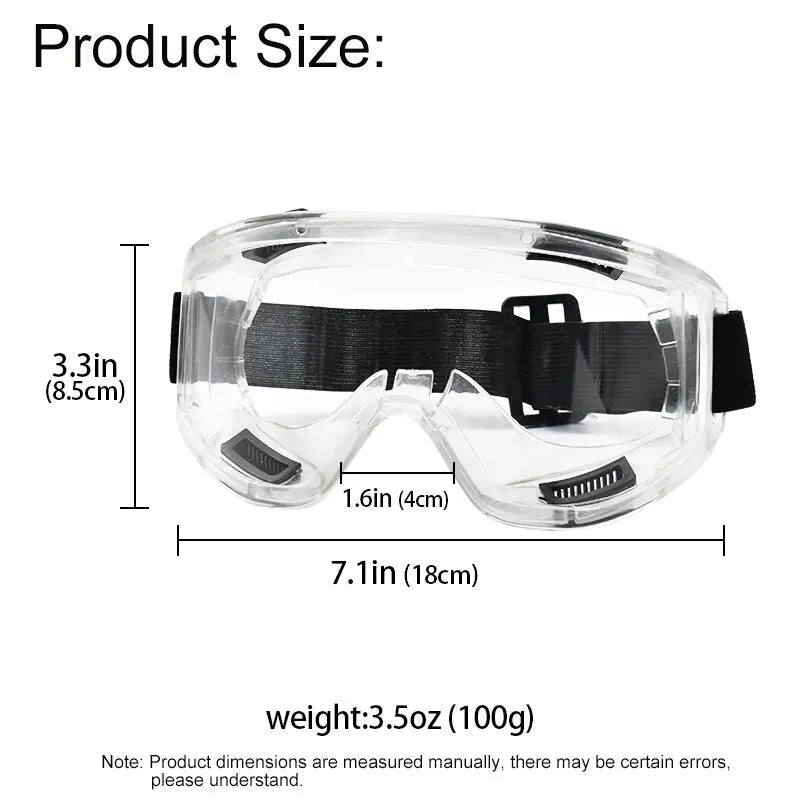 Clear lens safety goggles by BACKUPMYFILESNOW.COM® with yellow frame, anti-splash dust-proof protective eyewear for lab and industrial use.