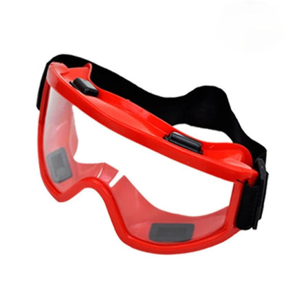 Clear lens yellow safety goggles by BACKUPMYFILESNOW.COM® with anti-splash, dust-proof design for industrial lab eye protection.