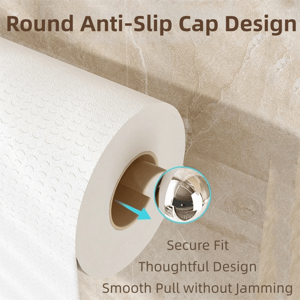 Yellow suction cup paper towel holder mounted on wall, reusable waterproof roll holder with no drilling for space-saving kitchen use.