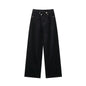 Women's high-waist wide-leg jeans by ETJ 2025 featuring a classic cross waist design, perfect for casual fashion.