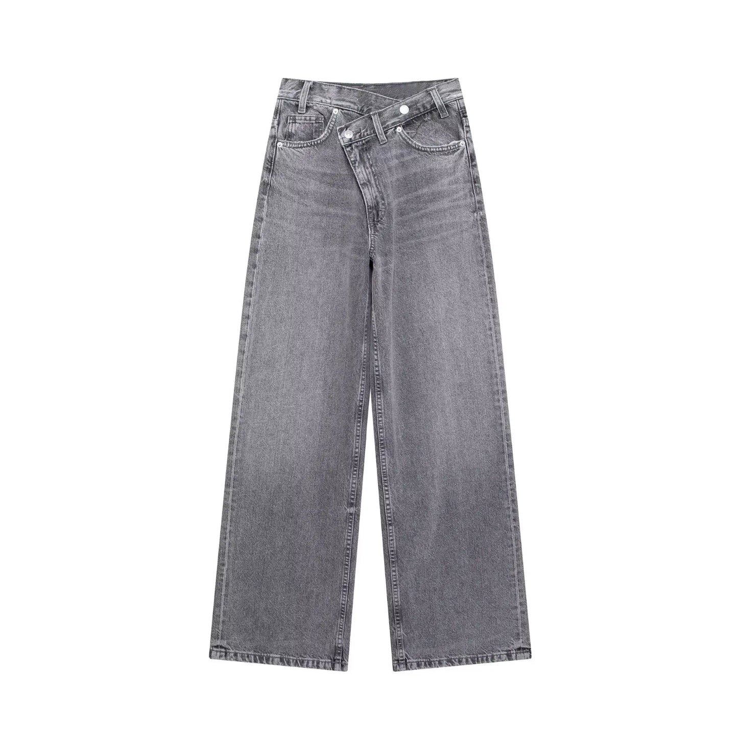 Women’s high-waist wide-leg jeans by BackupMyFilesNow.com, featuring a classic cross waist design and versatile fashion style.