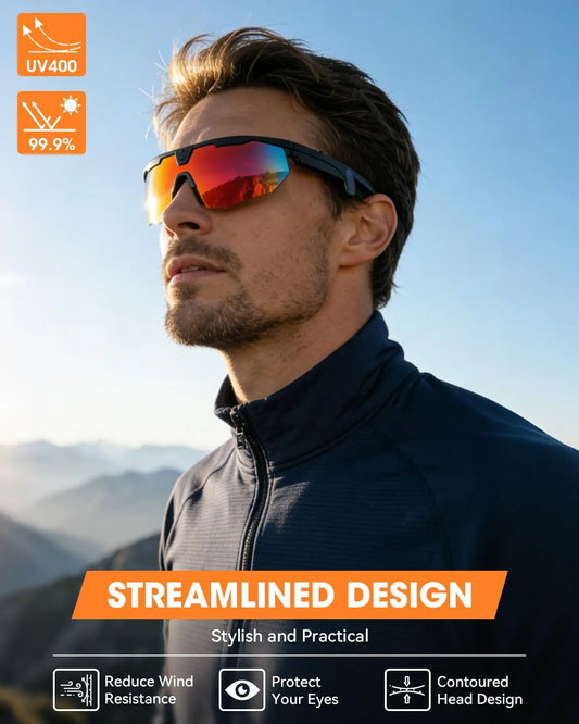 Smart glasses with 4K HD camera, 3D stereo speakers, Bluetooth, UV400 polarized lenses, AI features, black outdoor wearable tech.