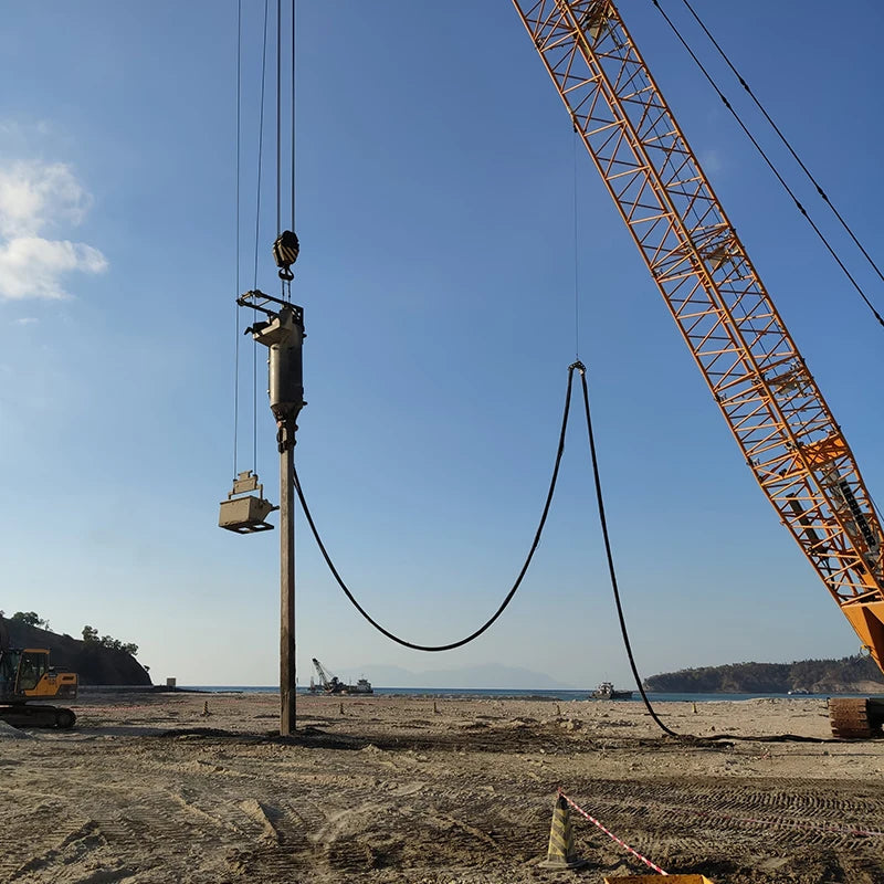 Electrical vibroflotation construction machinery by BACKUPMYFILESNOW.COM® for ground improvement and stone column installation.