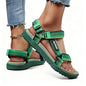 Green women's summer sandals by BACKUPMYFILESNOW.COM®, lightweight casual outdoor shoes with comfortable straps for beach and holiday wear.