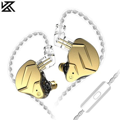 KZ ZSN Pro X in-ear earbuds with metal design, hybrid driver for deep bass, suitable for sports and low voice applications.