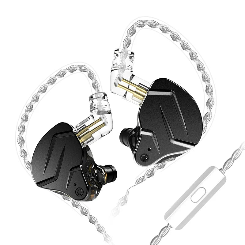 KZ ZSN Pro X in-ear headphones with metal design, hybrid driver, bass earbuds, suitable for sports and low-volume listening.