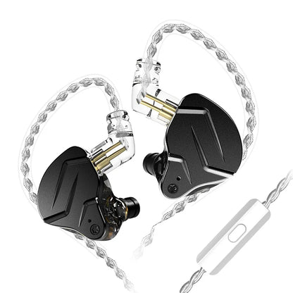 KZ ZSN Pro X in-ear headphones with metal design, hybrid driver, bass earbuds, suitable for sports and low-volume listening.