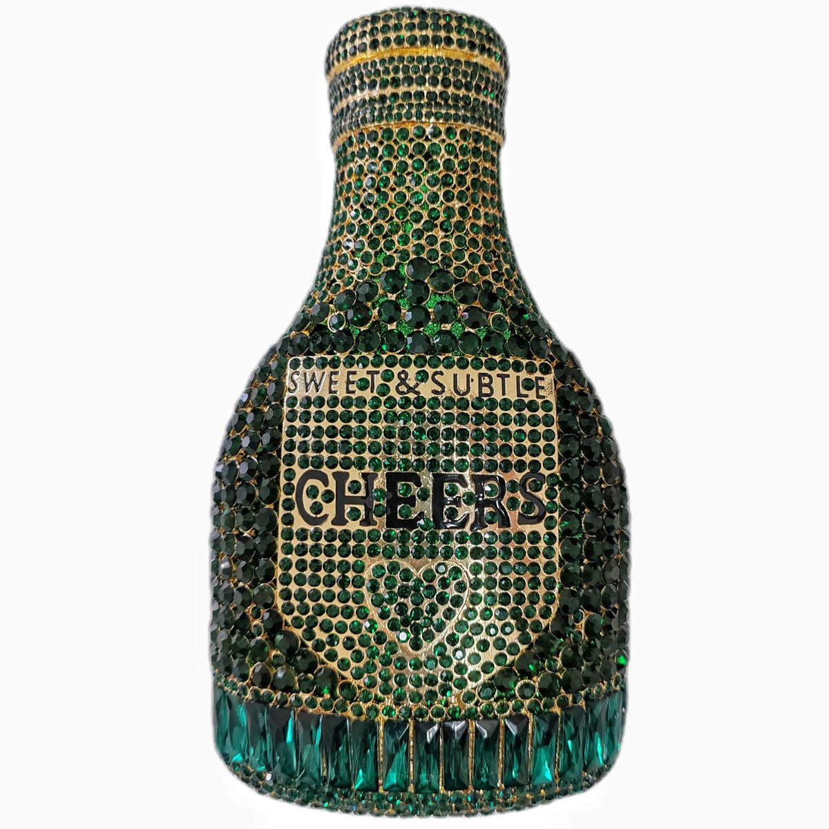 Champagne bottle rhinestone evening clutch women's bag in a sparkling bottle-shaped design