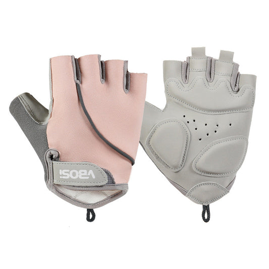 Men's sports anti-slip wear-resistant outdoor half-finger fitness gloves in black and gray