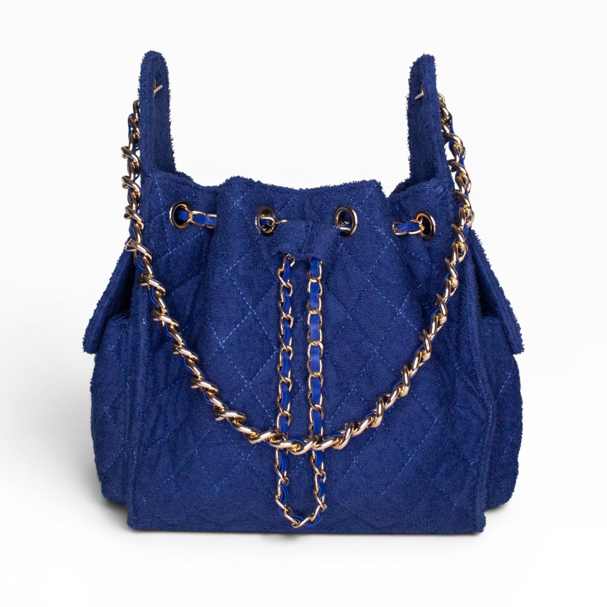 Small Navy Bayshore Bucket from BEACH HAUS featuring durable fabric and a secure drawstring closure.