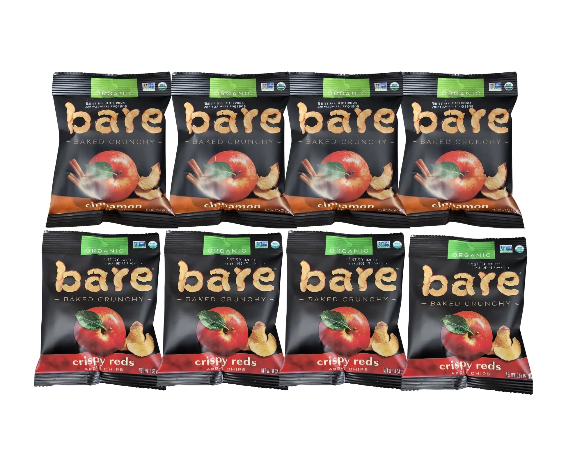 Bare Apple Organic Variety Pack Crispy Reds & Cinnamon – Healthy Snacks for Kids & Adults – For Snack Boxes Road Trips Christmas Snacks & Holiday Treats – 8 ct 0.53 oz each in ComboCreations Box - BACKUPMYFILESNOW