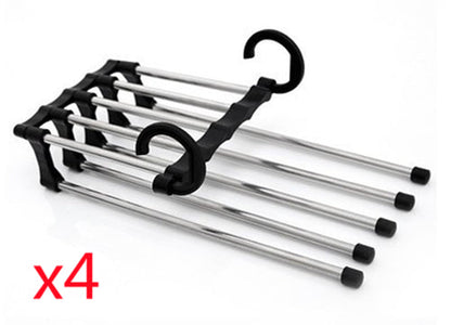 5-in-1 stainless steel multi-functional wardrobe hanger for clothes and pants rack