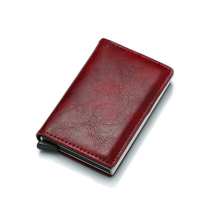 PU Leather Credit Holder Business Money Cash Card Package RFID Wallet Automatic Aluminum Alloy Card Men Bag