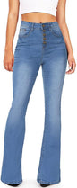 High-Waist Stretch Bell Bottom Jeans Light Blue Size 8