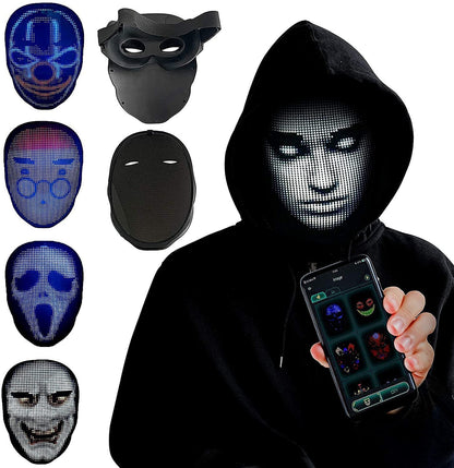 Full color LED luminous Halloween face changing mask for parties and bar props