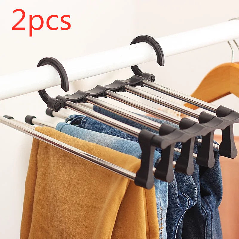 Telescopic folding multifunctional pants rack hanger for household storage