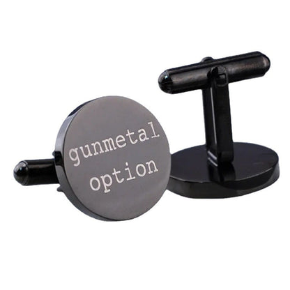 Men's high-grade engraved name pattern cufflinks for suits, polished metal design