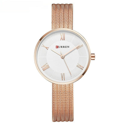 Women's waterproof quartz fashion casual watch with sleek dial and adjustable band