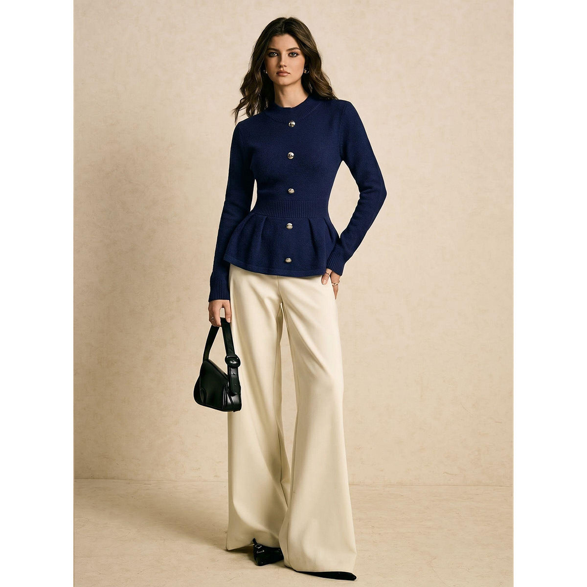 Retro single-breasted chic long-sleeved top from My Store