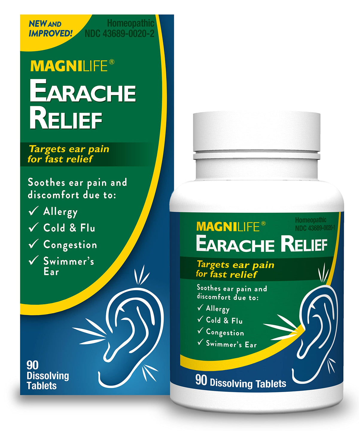BackupMyFilesNow MagniLife Quick Dissolve Earache Relief Tablets in blister pack, easy-to-take oral medication for ear pain relief.