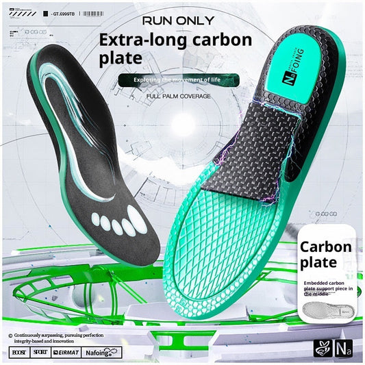 Arch-supporting cushioned breathable PU insoles for sports shoes, shown in black with contoured footbed design