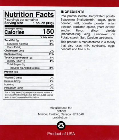 AmBari Nutrition Protidiet BBQ Crisps in a bowl, showing the crispy, smoky-flavored snack with a textured surface.