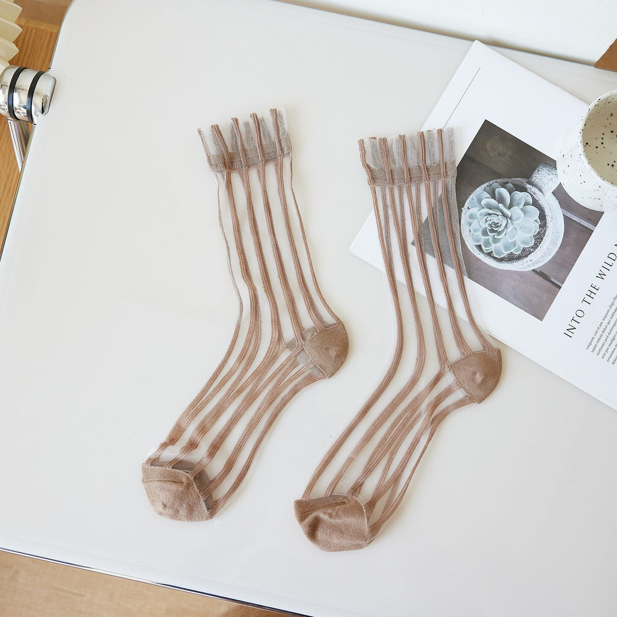 Women's thin mid-calf solid-color lace-up socks from My Store