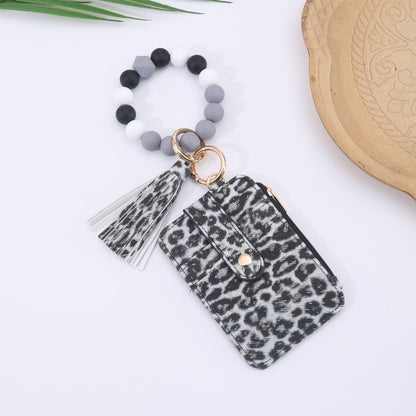Silicone bead bracelet weaving pattern card holder coin purse in a compact design
