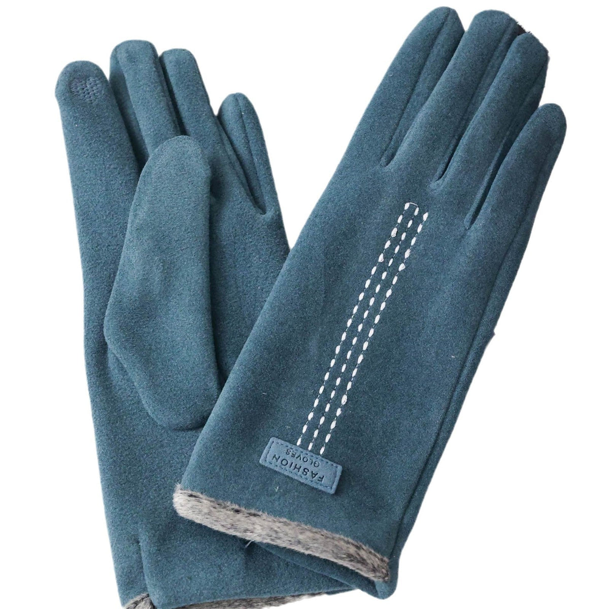 Women's winter thermal touchscreen gloves with duvet fabric and three-strand fleece edges