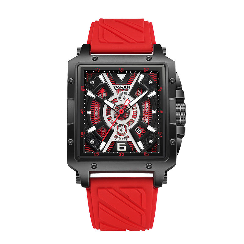 Fashionable men's watch with large square dial by My Store