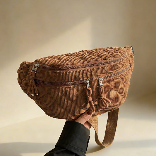 Solid-color down cotton chest bag, niche-design shoulder and crossbody bag with versatile style