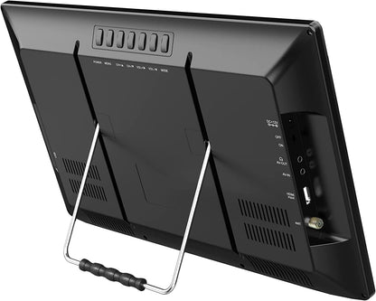 Naxa portable 16-inch 12V ACDC TV with digital multimedia player, showing screen with TV interface and remote control.