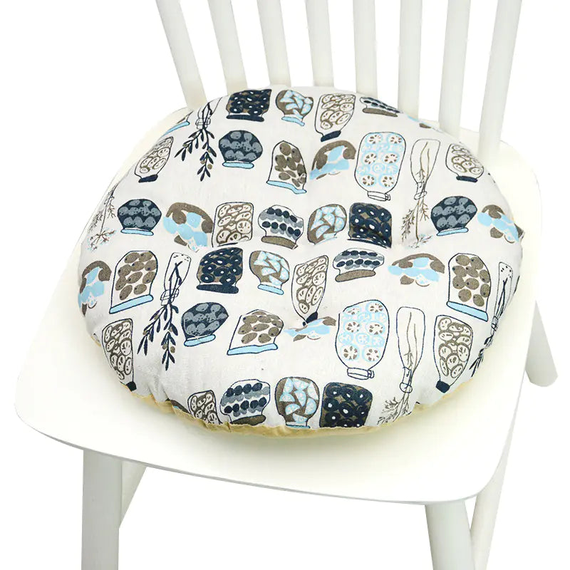 Round Chair Cushion for Bay Window - Printed Polyester Linen