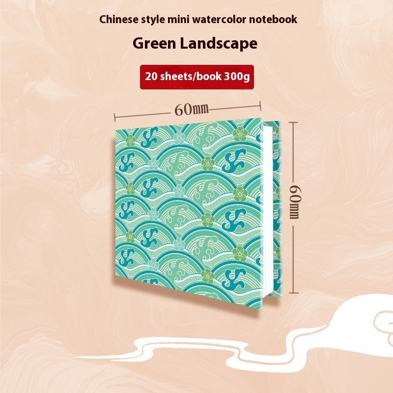 Fabric watercolor notebook for art students, square portable painting journal in a textured cover