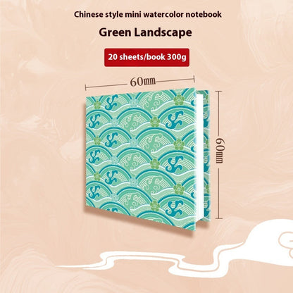Fabric watercolor notebook for art students, square portable painting journal in a textured cover