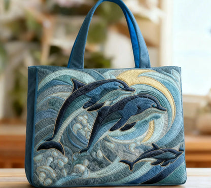Digital-print quilting tote bag, commuter casual cotton-padded jacket bag in a quilted design