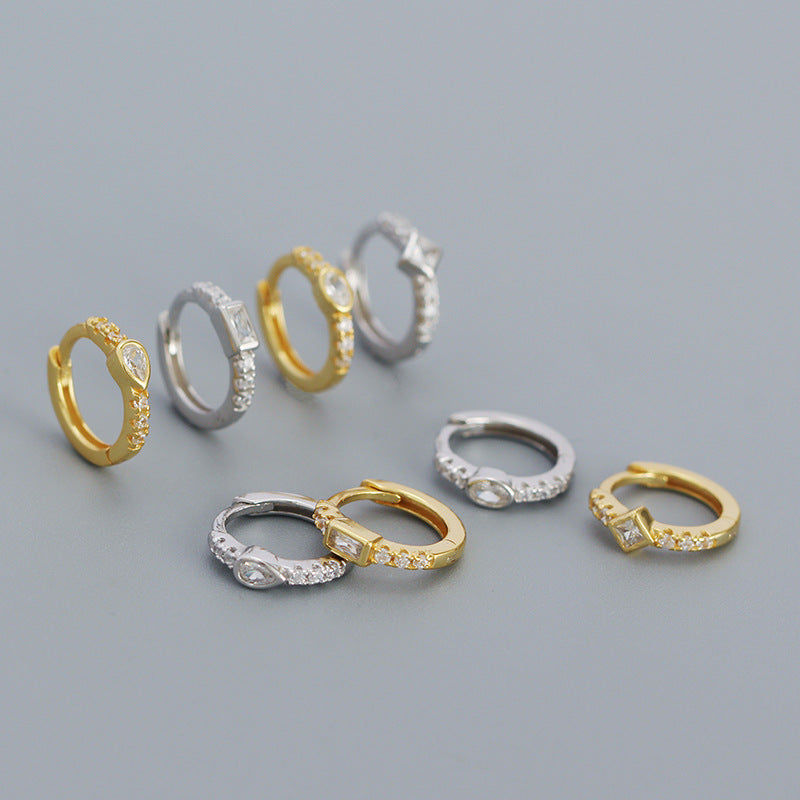 925 sterling silver diamond-studded hoop earrings, Instagram-style high-end jewelry close-up